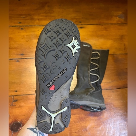 Salomon Emmy waterproof insulated brown suede women’s shoes size 6 - Picture 4 of 10